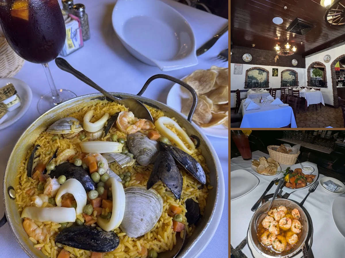 Spanish restaurant interior with warm, old-world decor.